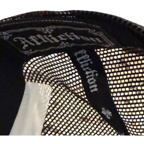 Affliction Black and Red Asian Viking Embroidered Trucker Cap Leather Brim NWT - Picture 6 of 9